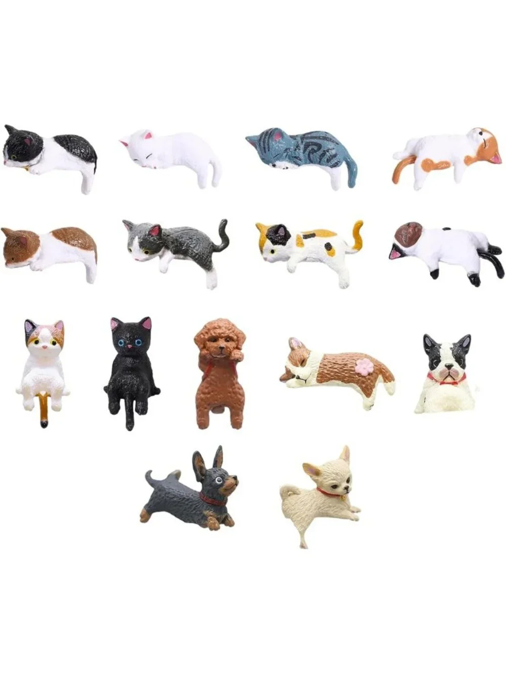 15 Pack Mini Cat & Dog Desk Figurines | Cute Monitor Decor & Car Accessories